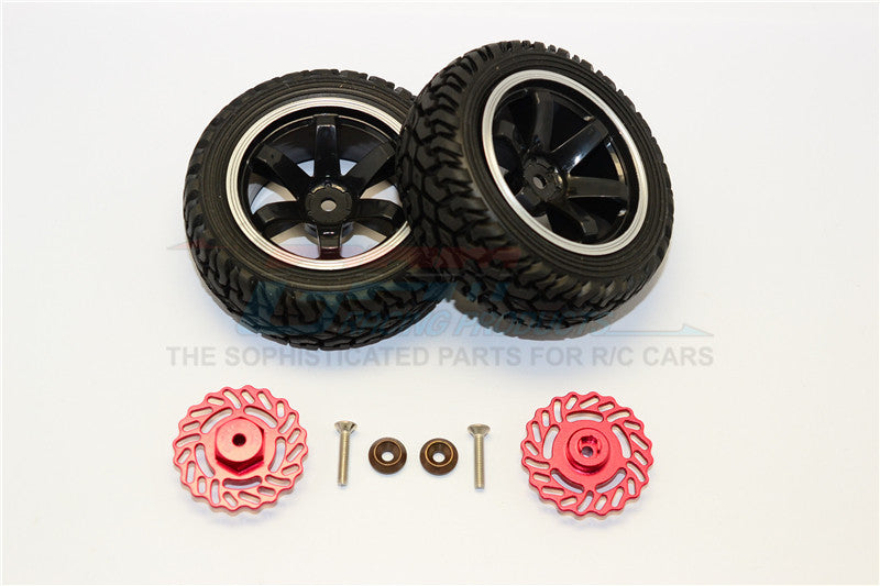 Traxxas LaTrax Teton & LaTrax SST Aluminum Brake Disk +5.5mm Thick With Tires And Wheels - 4Pcs Set Red+Black