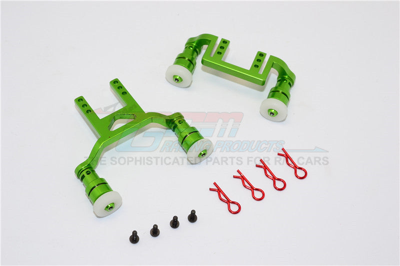 Traxxas LaTrax Teton Aluminum Front+Rear Body Mount & Magnet Post - 1 Set Green