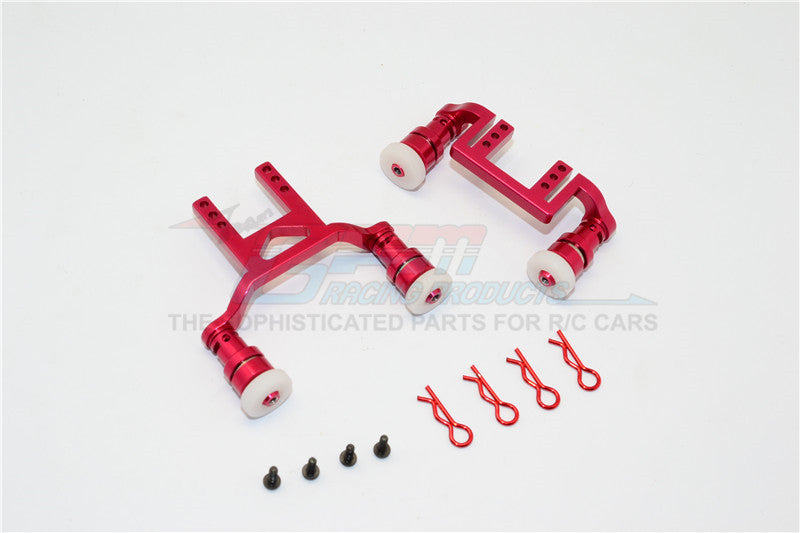 Traxxas LaTrax Teton Aluminum Front+Rear Body Mount & Magnet Post - 1 Set Red