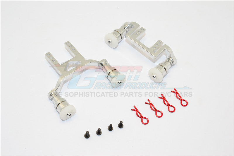 Traxxas LaTrax Teton Aluminum Front+Rear Body Mount & Magnet Post - 1 Set Silver