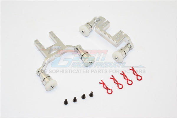 Traxxas LaTrax Teton Aluminum Front+Rear Body Mount & Magnet Post - 1 Set Silver