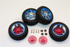 Traxxas LaTrax Teton & LaTrax SST Aluminum Front +2.5mm, Rear +5.5mm Brake Disk + Wheels & Tires - 2Prs Set Red
