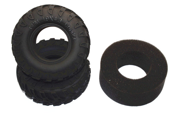 1.9'' Rubber Radial Tire With Foam Insert 45 Deg (1.9''X4.3"X1.8'') - 1Pr - JTeamhobbies