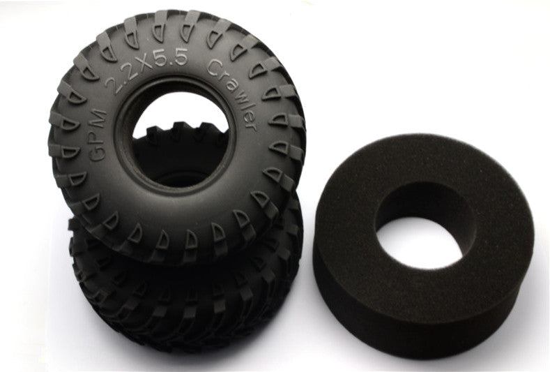 2.2'' Rubber Radial Tire With Foam Insert 45 Deg (2.2"X5.5"X2.3'') - 1Pr - JTeamhobbies