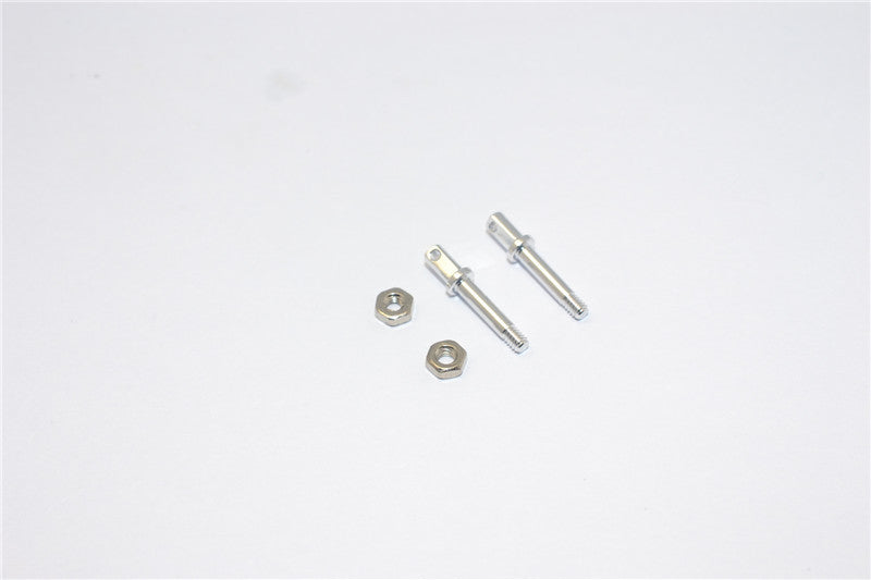 Team Losi Micro T Aluminum Front Wheel Shaft With Lock Nuts - 1Pr Set Silver
