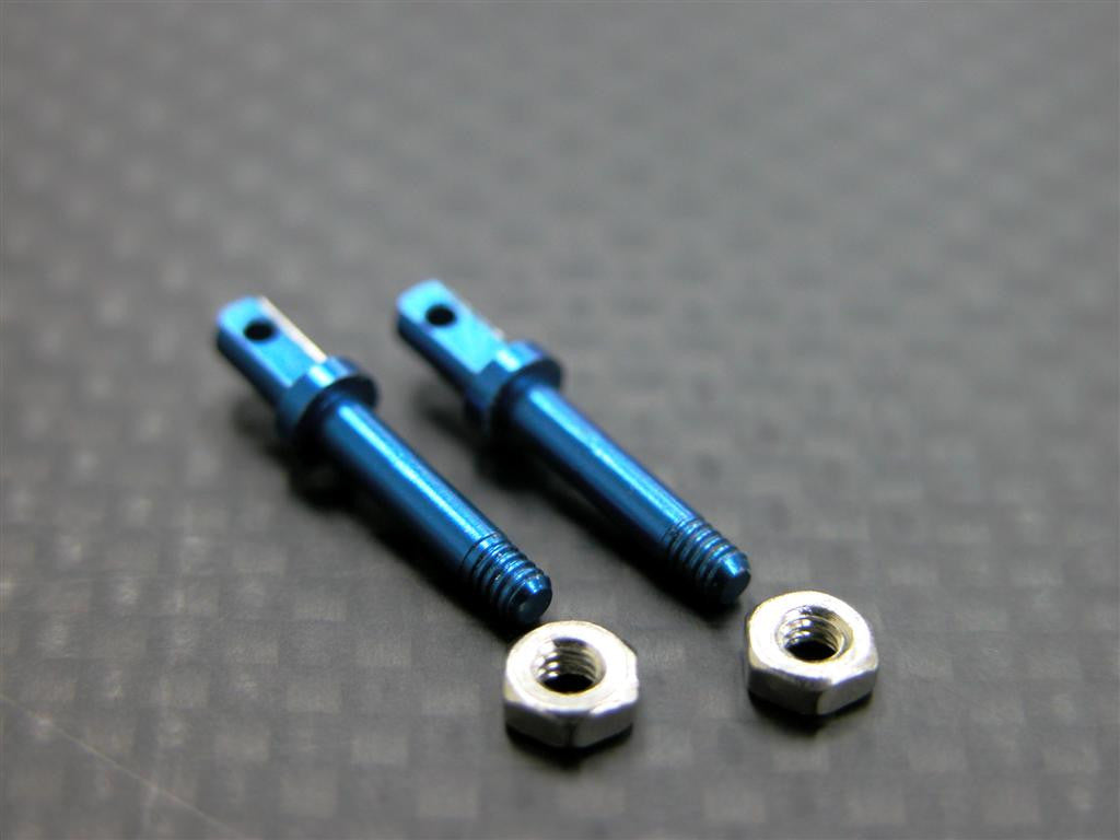 Team Losi Micro T Aluminum Front Wheel Shaft With Lock Nuts - 1Pr Set Blue