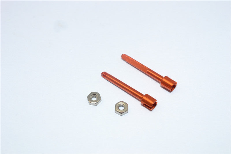 Team Losi Micro T Aluminum Rear Wheel Shaft With Lock Nuts - 1Pr Set Orange