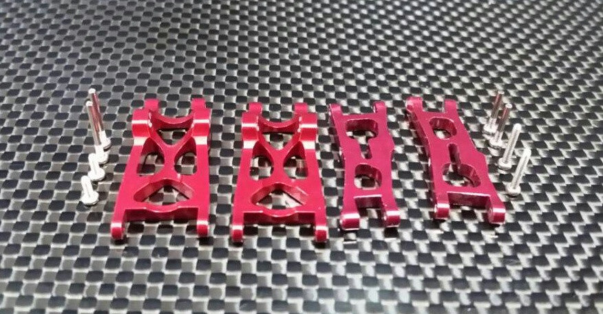 Team Losi Micro T Aluminum Front + Rear Lower Arm With Screws - 2Prs Set Red