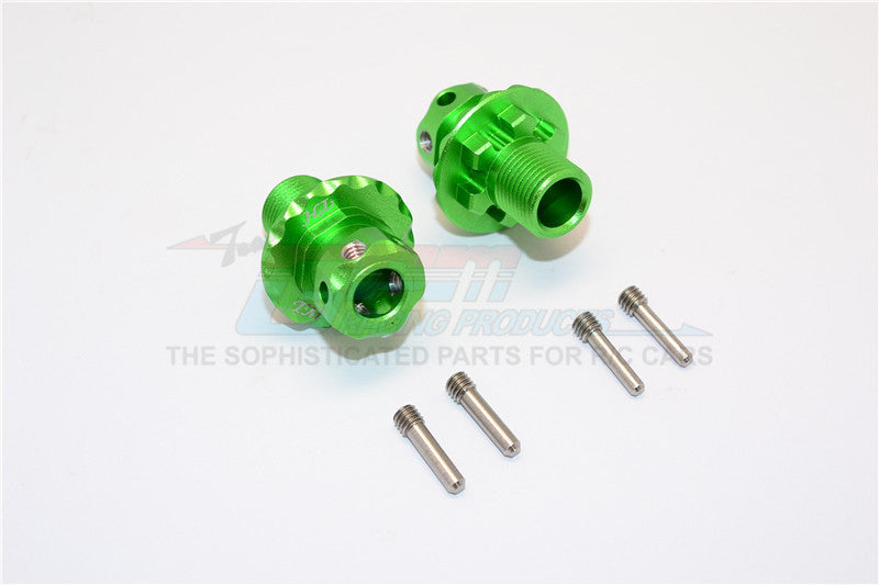 Aluminum Hex Adapters For 1:8 Arrma Nero 6S / Arrma Fazon 6S / Thunder Tiger K-Rock / Team Magic E6 III HX - 2Pcs Set Green