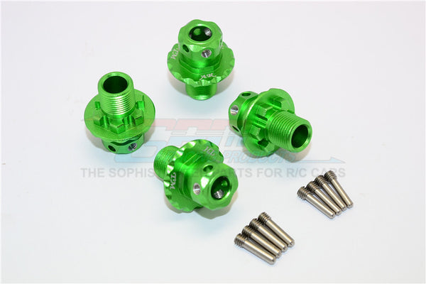 Aluminum Hex Adapters For 1:8 Arrma Nero 6S / Arrma Fazon 6S / Thunder Tiger K-Rock / Team Magic E6 III HX - 4Pcs Set Green