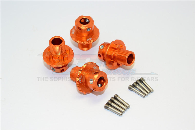 Aluminum Hex Adapters For 1:8 Arrma Nero 6S / Arrma Fazon 6S / Thunder Tiger K-Rock / Team Magic E6 III HX - 4Pcs Set Orange