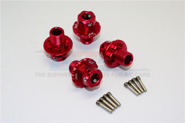 Aluminum Hex Adapters For 1:8 Arrma Nero 6S / Arrma Fazon 6S / Thunder Tiger K-Rock / Team Magic E6 III HX - 4Pcs Set Red