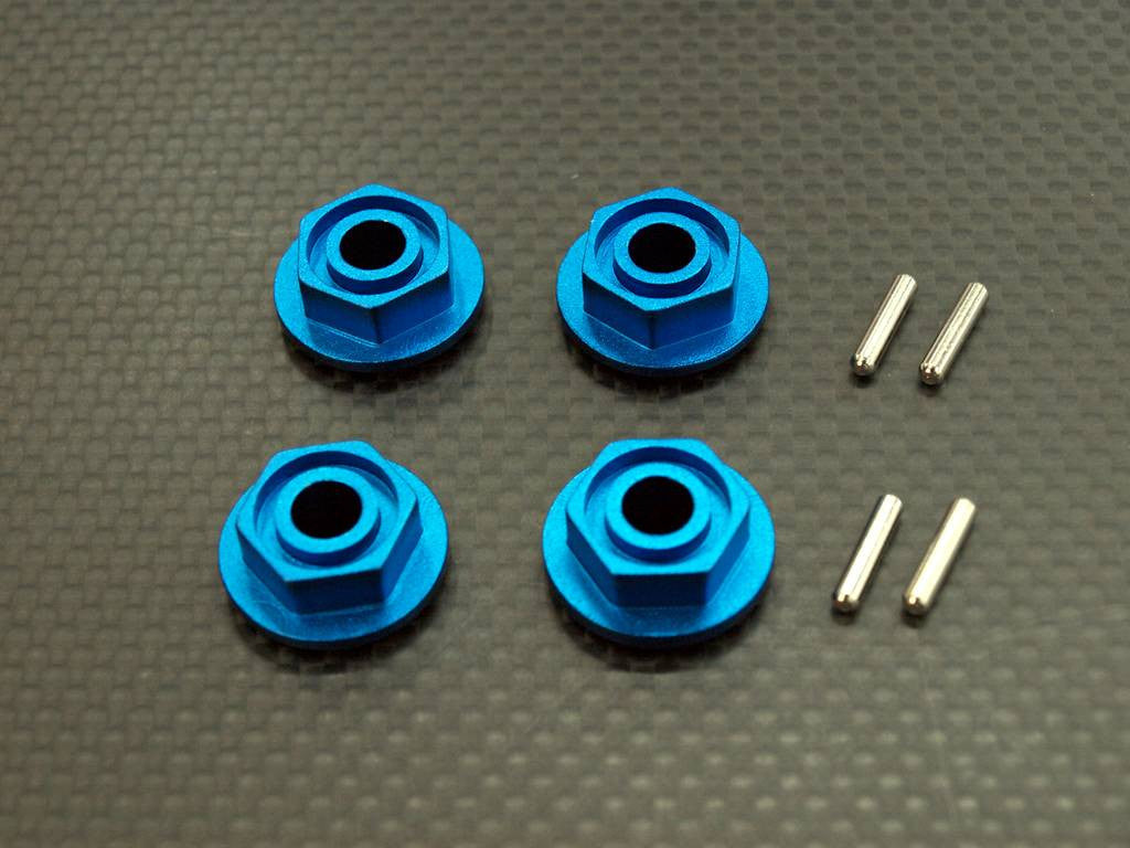 Traxxas T-Maxx Aluminum 5mm Drive Adaptor with 2mm Flanged+Pin - 4Pcs Set Blue