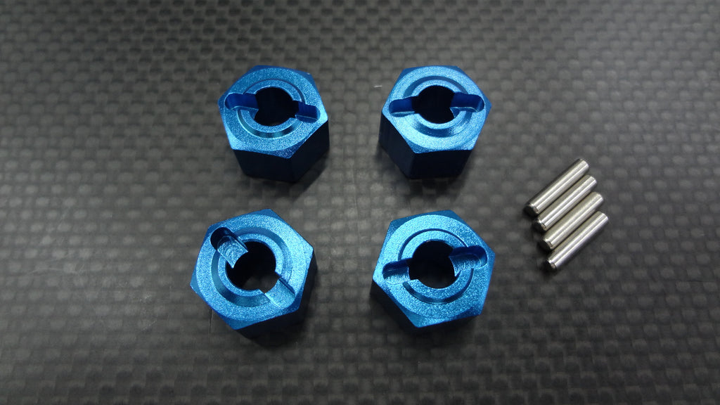 Traxxas T-Maxx Aluminum Drive Adaptor 10mm With Pins - 4 Pcs Set Blue