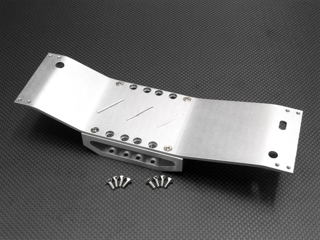 Traxxas T-Maxx Aluminum Chassis Lower Brace + Armor Centre Skid - 1 Set Silver