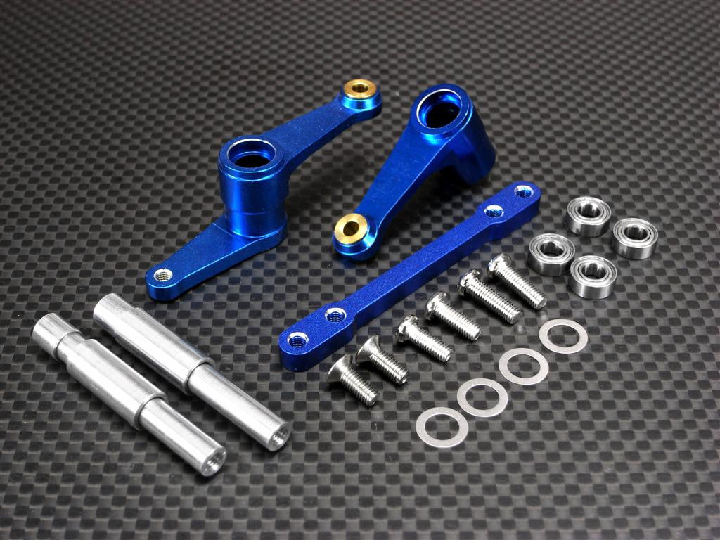 Traxxas T-Maxx Aluminum Steering with Plate+ 4Pcs 5X8 Bearing - 1 Set Blue