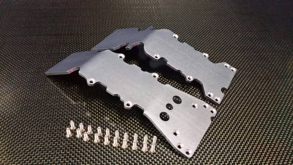 Traxxas T-Maxx & T-Maxx 3.3 Aluminum Front + Rear Skid Plate - 2 Pcs Set Gray Silver