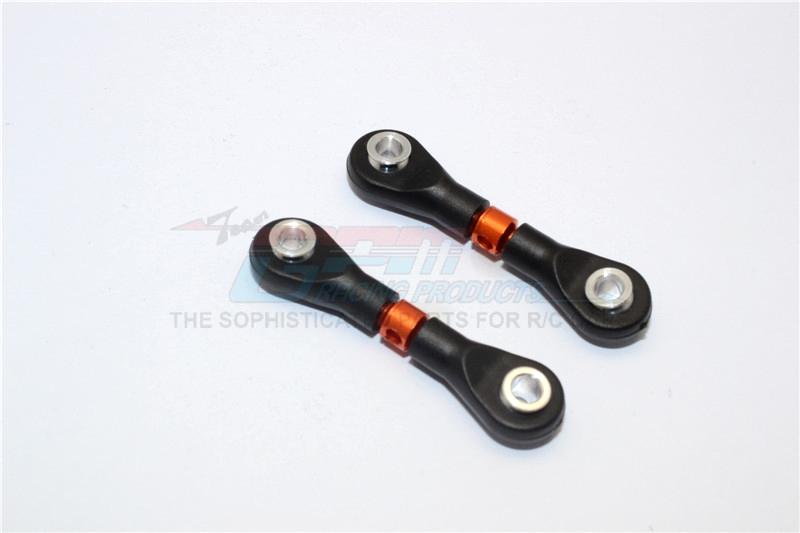 Aluminium 3mm Clockwise And Anticlockwise Turnbuckles With 12.5mm Long Plastic Ends & 5.8X3X6mm Balls (Total Length 39mm-42mm, From Hole To Hole 30mm-33mm) - 1Pr Orange