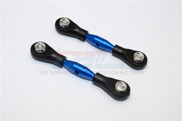 Aluminium 3mm Clockwise And Anticlockwise Turnbuckles With 12.5mm Long Plastic Ends & 5.8X3X6mm Balls (Total Length 50mm-54mm, From Hole To Hole 40mm-44mm) - 1Pr Blue