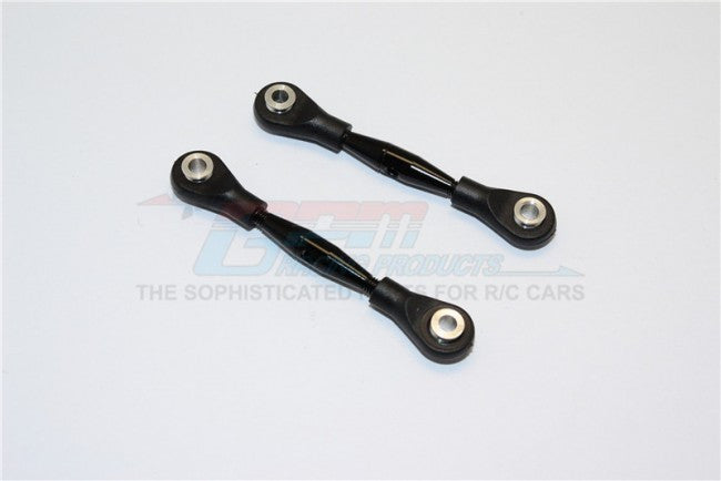 Aluminum 3mm Clockwise And Anticlockwise Turnbuckles With 12.5mm Long Plastic Ends & 5.8X3X6mm Balls (Total Length 55mm-59mm, From Hole To Hole 45mm-49mm) - 1Pr Black