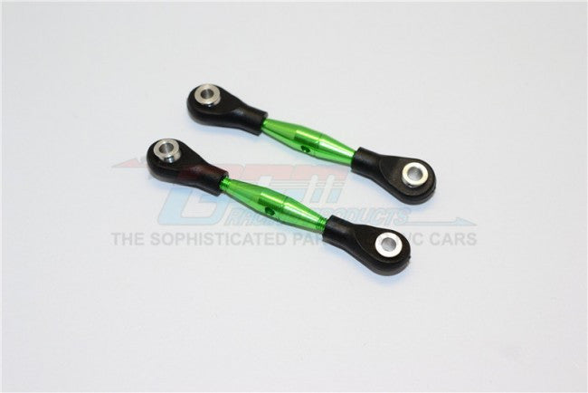 Aluminum 3mm Clockwise And Anticlockwise Turnbuckles With 12.5mm Long Plastic Ends & 5.8X3X6mm Balls (Total Length 55mm-59mm, From Hole To Hole 45mm-49mm) - 1Pr Green
