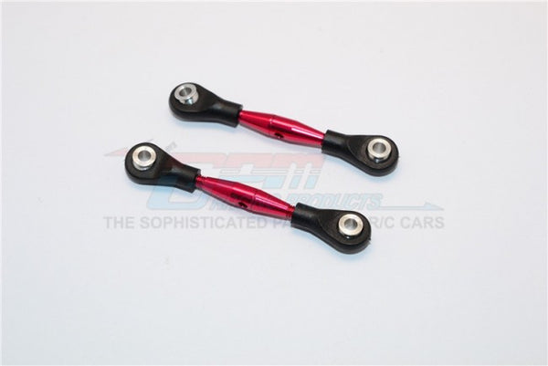 Aluminum 3mm Clockwise And Anticlockwise Turnbuckles With 12.5mm Long Plastic Ends & 5.8X3X6mm Balls (Total Length 55mm-59mm, From Hole To Hole 45mm-49mm) - 1Pr Red