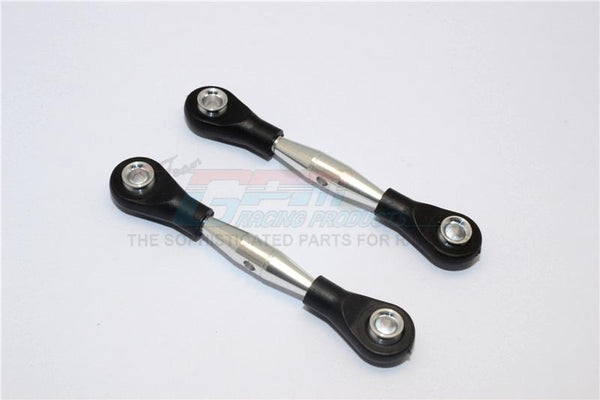 Aluminium 3mm Clockwise And Anticlockwise Turnbuckles With 12.5mm Long Plastic Ends & 5.8X3X6mm Balls (Total Length 55mm-59mm, From Hole To Hole 45mm-49mm) - 1Pr Silver