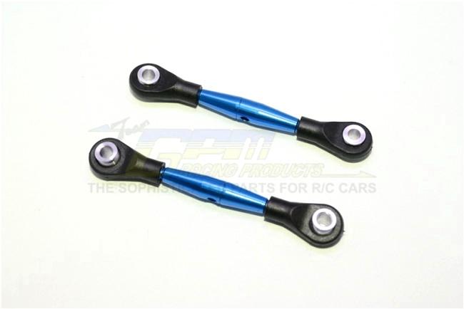 Aluminum 3mm Clockwise And Anticlockwise Turnbuckles With 12.5mm Long Plastic Ends & 5.8X3X6mm Balls (Total Length 59mm-63mm, From Hole To Hole 50mm-54mm) - 1Pr Blue