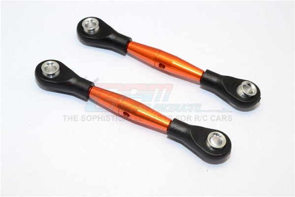 Aluminium 3mm Clockwise And Anticlockwise Turnbuckles With 12.5mm Long Plastic Ends & 5.8X3X6mm Balls (Total Length 59mm-63mm, From Hole To Hole 50mm-54mm) - 1Pr Orange