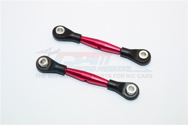 Aluminum 3mm Clockwise And Anticlockwise Turnbuckles With 12.5mm Long Plastic Ends & 5.8X3X6mm Balls (Total Length 59mm-63mm, From Hole To Hole 50mm-54mm) - 1Pr Red