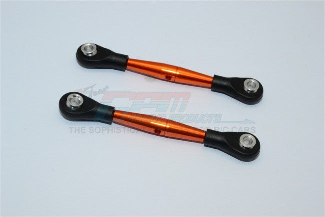 Aluminum 3mm Clockwise And Anticlockwise Turnbuckles With 12.5mm Long Plastic Ends & 5.8X3X6mm Balls (Total Length 64mm-68mm,From Hole To Hole 55mm-59mm) - 1Pr Orange