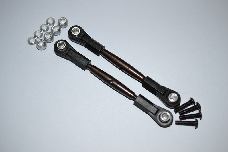 Spring Steel 4mm Thread Tie Rod With 6.8mm Ball Plastic Ends (To Extend 75mm-80mm) - 1Pr Set