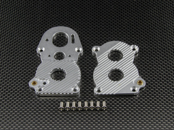 Tamiya 1/14 Truck Aluminum Centre Gear Box With Heat Sink & Screws - 2Pcs Set Silver