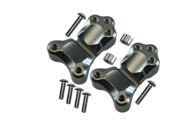 Tamiya 1/14 Truck Aluminum Front Shock Mount - 2Pc Set Gray Silver