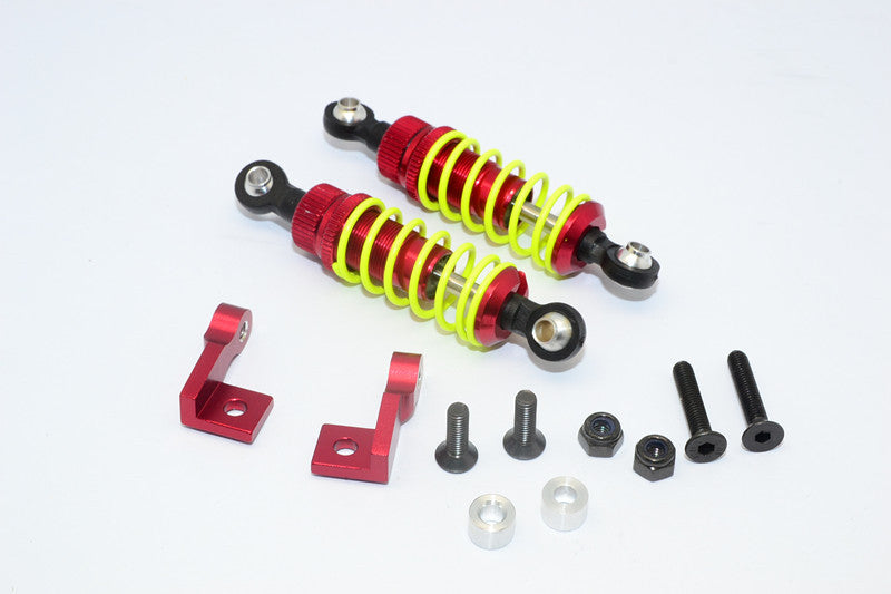 Tamiya Truck Scania R620 Highline Aluminum Front Adjustable Spring Damper With Lock Nuts & Collars & Mounts & Screws - 1Pr Set Red