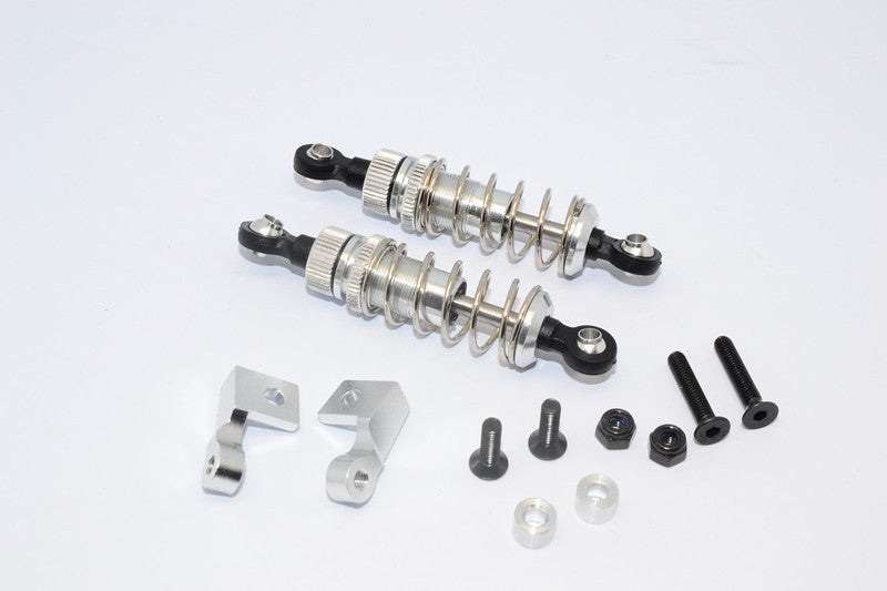 Tamiya Truck Scania R620 Highline Aluminum Front Adjustable Spring Damper With Lock Nuts & Collars & Mounts & Screws - 1Pr Set Silver
