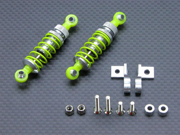 Tamiya 1/14 Truck Aluminum Front Adjustable Spring Damper With Lock Nuts & Collars & Mounts & Screws - 1Pr Set Silver