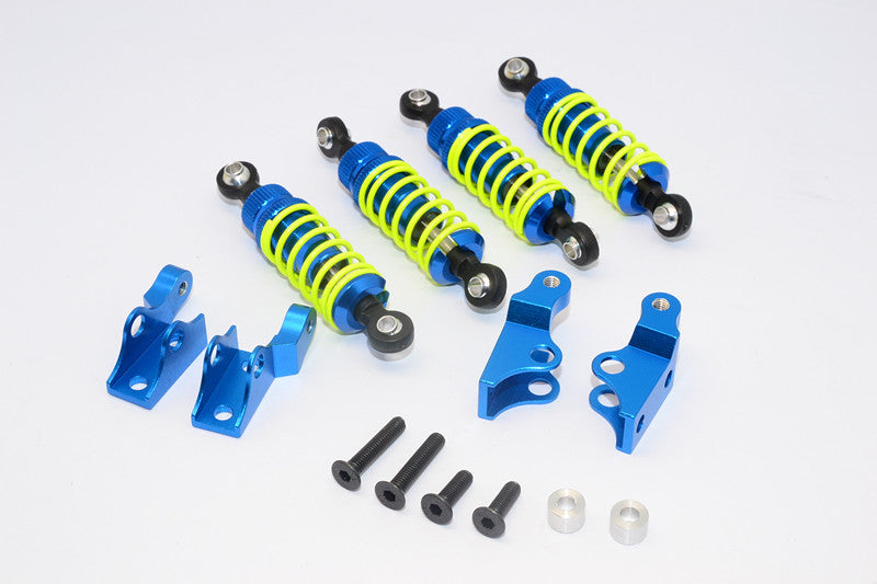 Tamiya Truck Scania R620 Highline Aluminum Rear Adjustable Spring Damper With Mounts & Collars & Screws - 2Prs Set Blue