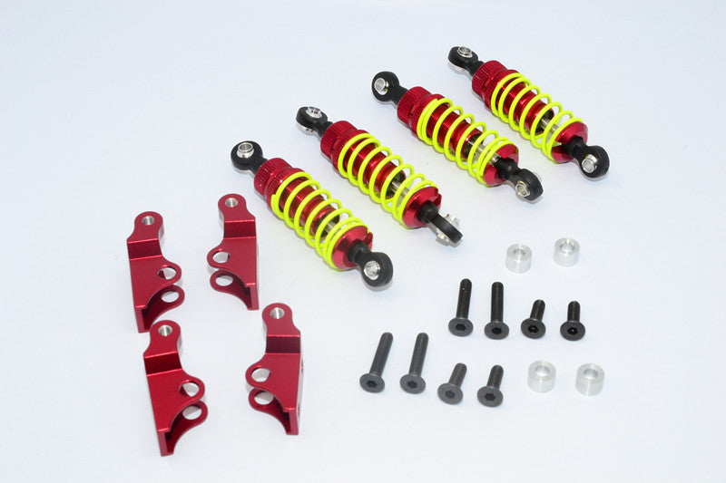 Tamiya Truck Scania R620 Highline Aluminum Rear Adjustable Spring Damper With Mounts & Collars & Screws - 2Prs Set Red