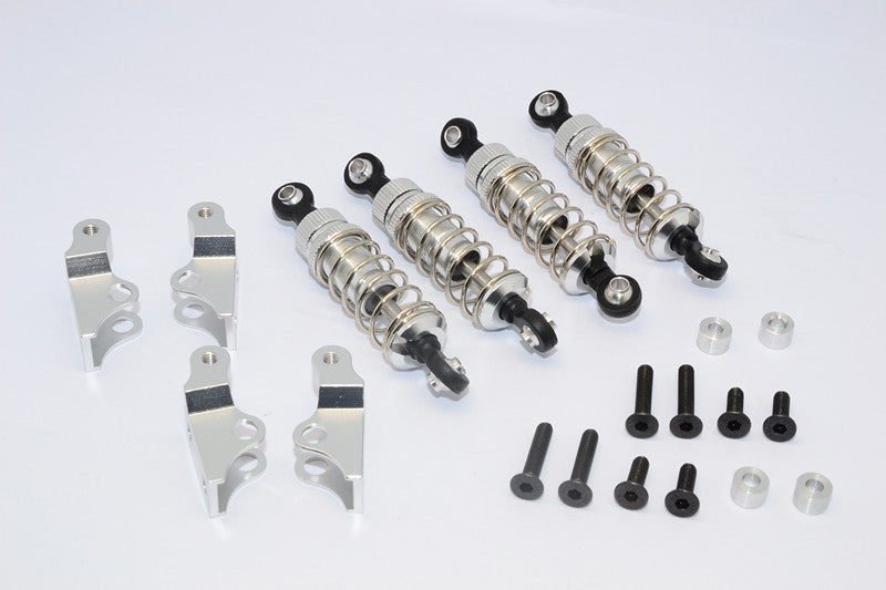 Tamiya Truck Scania R620 Highline Aluminum Rear Adjustable Spring Damper With Mounts & Collars & Screws - 2Prs Set Silver