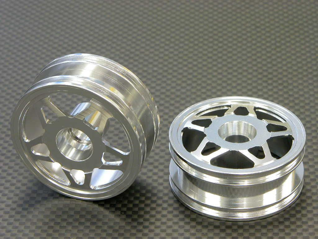 Tamiya 1/14 Truck Aluminum Front Wheel (5 Star) - 1Pr Silver