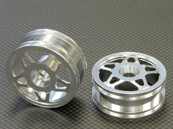 Tamiya 1/14 Truck Aluminum Front Wheel (5 Star) - 1Pr Silver