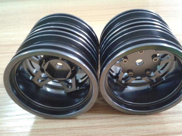 Tamiya 1/14 Truck Aluminum Rear Wheel (5 Star) - 2Prs Gray Silver