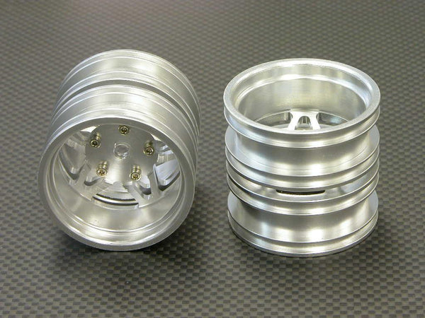Tamiya 1/14 Truck Aluminum Rear Wheel (5 Star) - 2Prs Silver