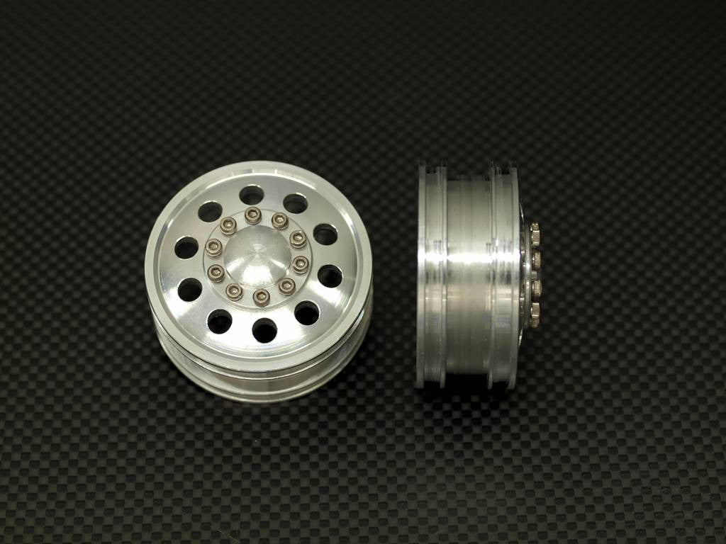 Tamiya 1/14 Truck Aluminum Front Wheel (10 Holes) - 1Pr Silver