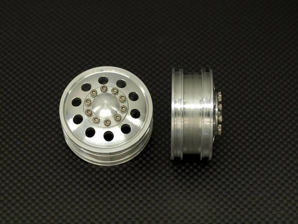 Tamiya 1/14 Truck Aluminum Front Wheel (10 Holes) - 1Pr Silver