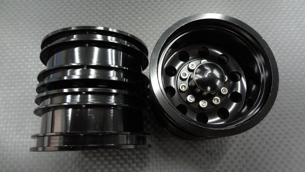 Tamiya 1/14 Truck Aluminum Rear Wheel (10 Holes) - 2Prs Black