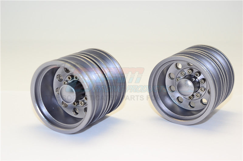 Tamiya 1/14 Truck Aluminum Rear Wheel (10 Holes) - 2Prs Gray Silver
