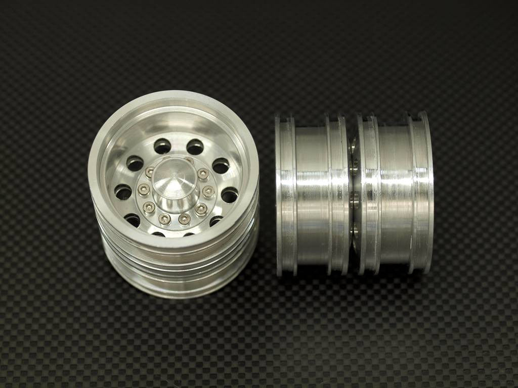 Tamiya 1/14 Truck Aluminum Rear Wheel (10 Holes) - 2Prs Silver