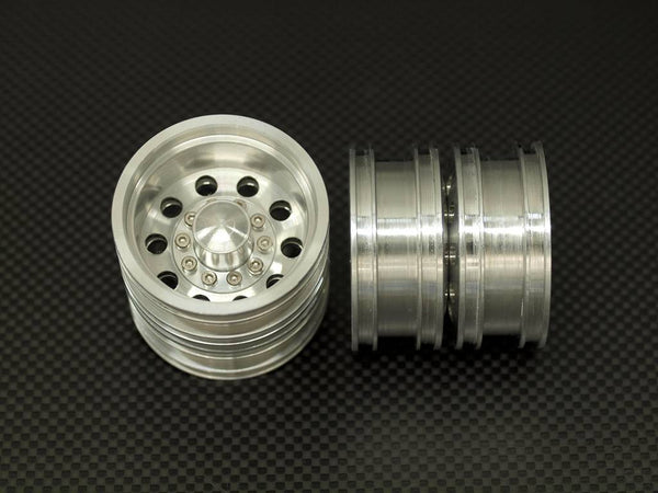 Tamiya 1/14 Truck Aluminum Rear Wheel (10 Holes) - 2Prs Silver